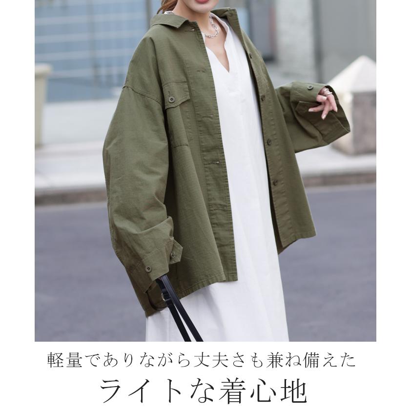 シャツ レディース トップス ミリタリー ジャケット 綿100% ミリタリーシャツ アウター 長袖 厚手 羽織 | HUG.U | 10