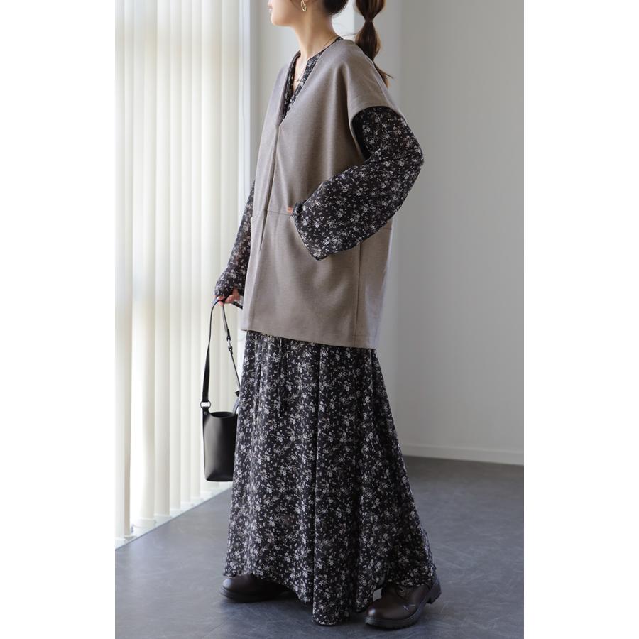 ベスト レディース ジレ トップス ノーカラー ウール調 前開き レイヤード お洒落 体型カバー 羽織 | HUG.U | 15