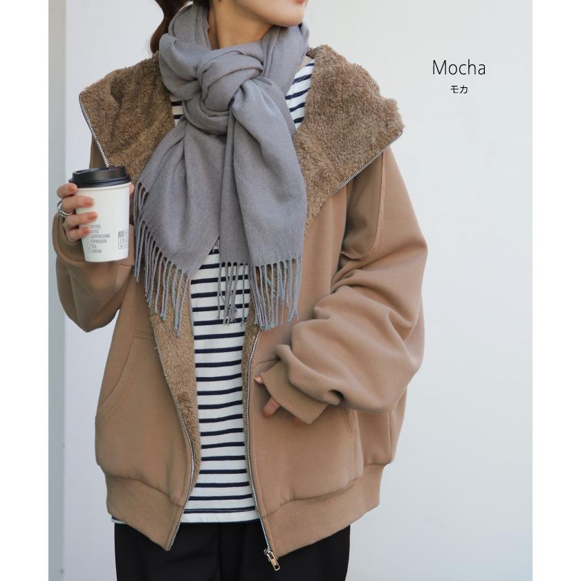 パーカー レディース アウター 裏ボア 極暖 トップス スウェット トレーナー ボア 小顔 ドルマン | HUG.U | 26