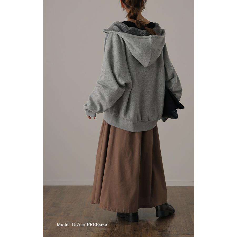 パーカー レディース アウター 裏ボア 極暖 トップス スウェット トレーナー ボア 小顔 ドルマン | HUG.U | 13