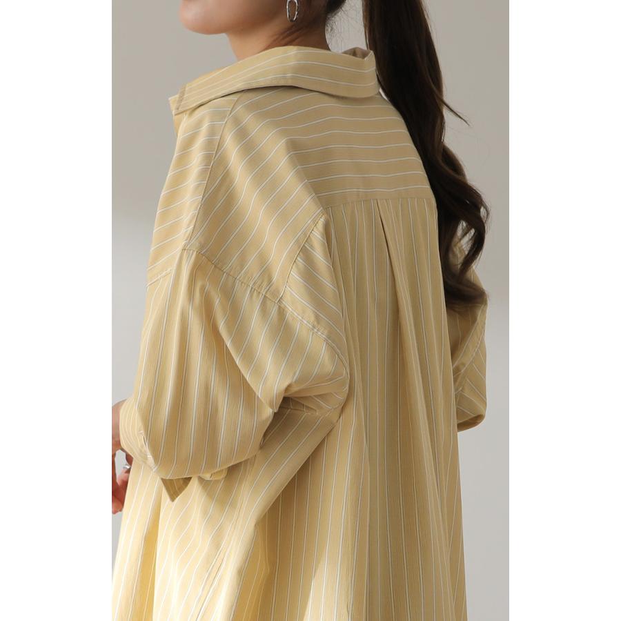 シャツ レディース トップス ストライプ 長袖 羽織 チュニック ストライプシャツ オーバーサイズ | HUG.U | 11
