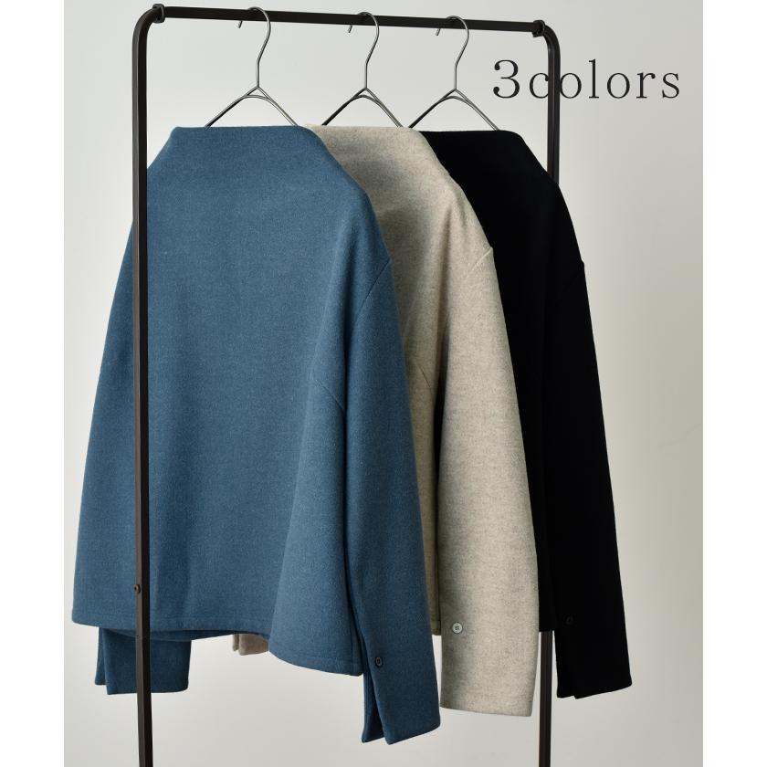 トップス レディース スタンドネック カットソー プルオーバー ブラウス ロンT 長袖 メルトン モード ハイネック | HUG.U | 14