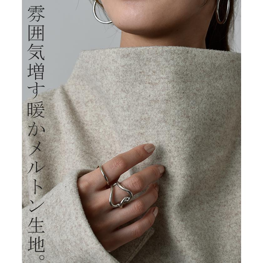 トップス レディース スタンドネック カットソー プルオーバー ブラウス ロンT 長袖 メルトン モード ハイネック | HUG.U | 05