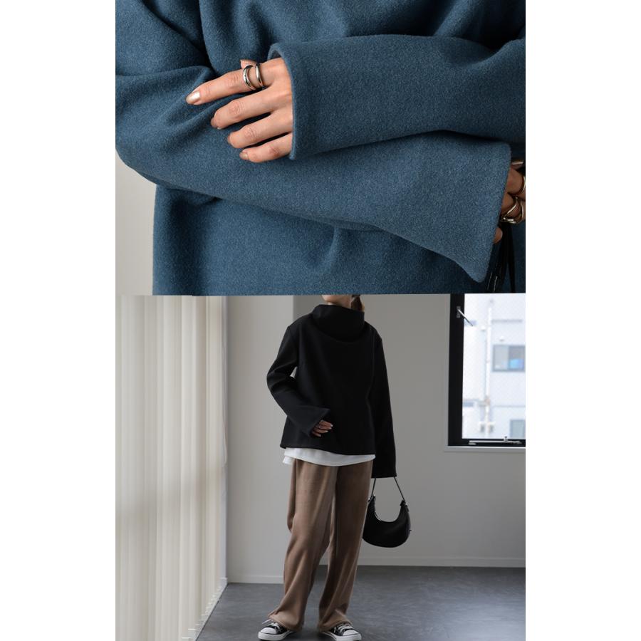 トップス レディース スタンドネック カットソー プルオーバー ブラウス ロンT 長袖 メルトン モード ハイネック | HUG.U | 10