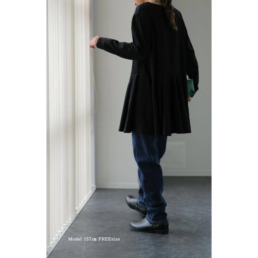 トップス レディース カットソー 重ね着 レイヤード ブラウス ロンT ペプラム フリル 裾 裾フリル 長袖 お尻が隠れる | HUG.U | 17