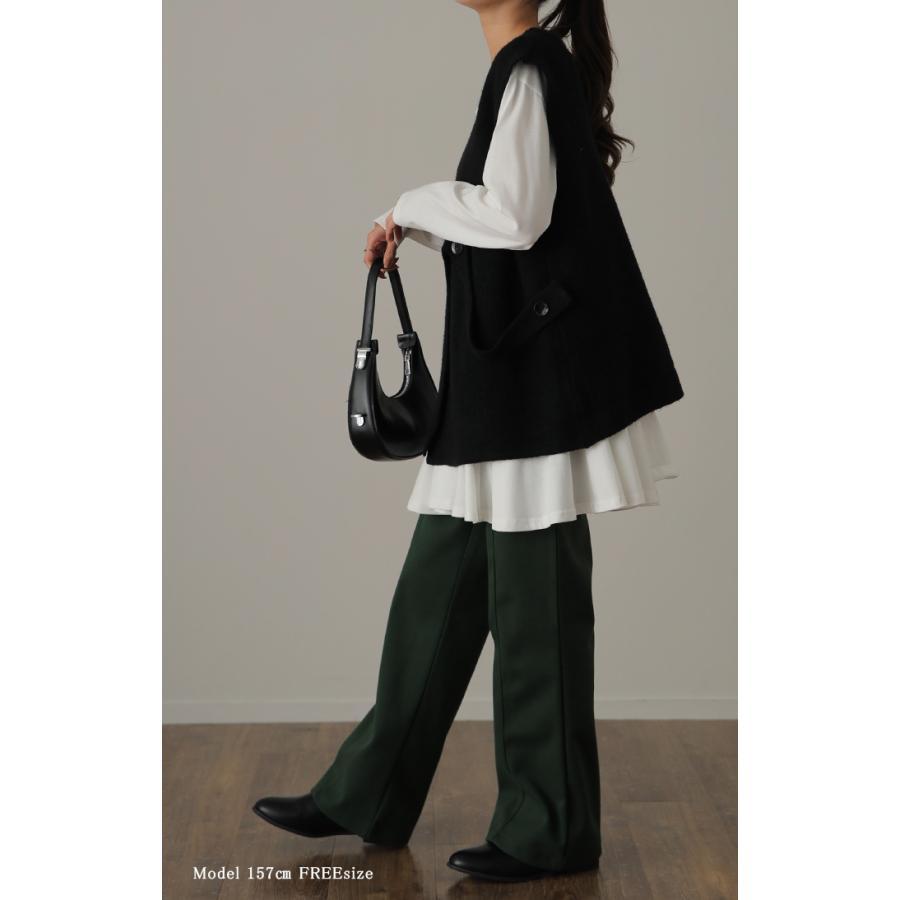 トップス レディース カットソー 重ね着 レイヤード ブラウス ロンT ペプラム フリル 裾 裾フリル 長袖 お尻が隠れる | HUG.U | 04