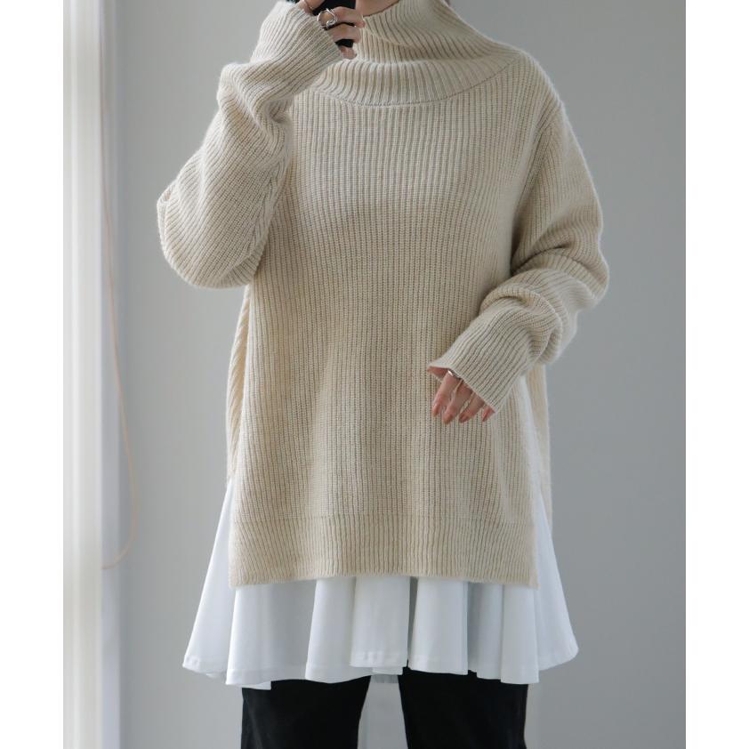 トップス レディース カットソー 重ね着 レイヤード ブラウス ロンT ペプラム フリル 裾 裾フリル 長袖 お尻が隠れる | HUG.U | 06