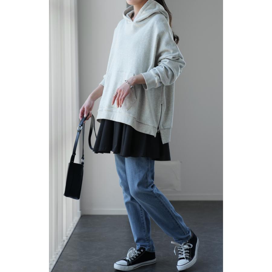 トップス レディース カットソー 重ね着 レイヤード ブラウス ロンT ペプラム フリル 裾 裾フリル 長袖 お尻が隠れる | HUG.U | 08