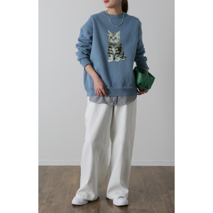 HUG.U トップス レディース 猫 スウェット ニット トレーナー ねこ