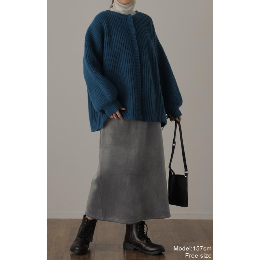 スカート 裏起毛 裏ボア ロングスカート 暖か ゴム ストレッチ 厚手 極暖 ボトムス 膝下 レディース | HUG.U | 09