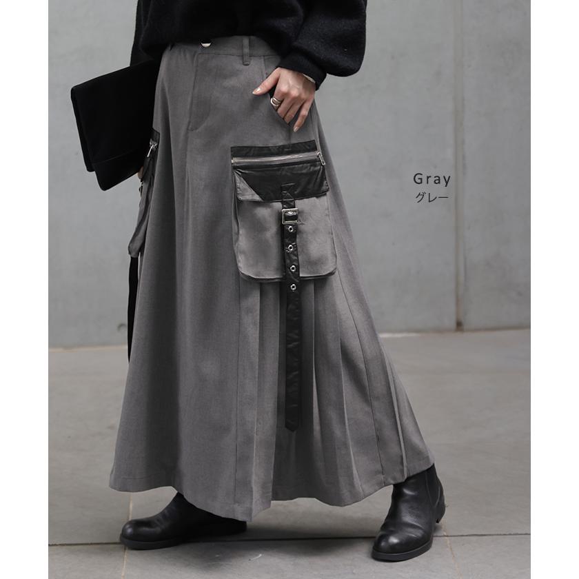YU プリーツプリーズ ロングスカート ポケット バックスリット YU様専用 プリーツプリーズ ロングスカート ポケット バック