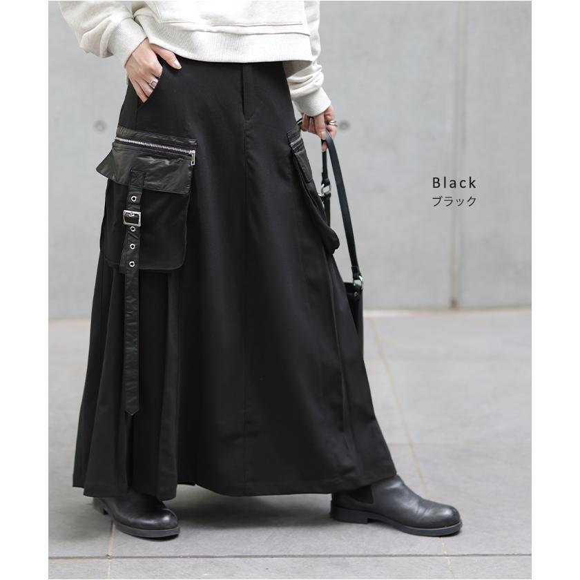 HUG.U スカート ロング プリーツ プリーツスカート ポケット