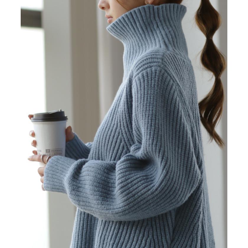 ニット レディース トップス タートルネック セーター ハイネック 長袖 タートル 小顔 | HUG.U | 25
