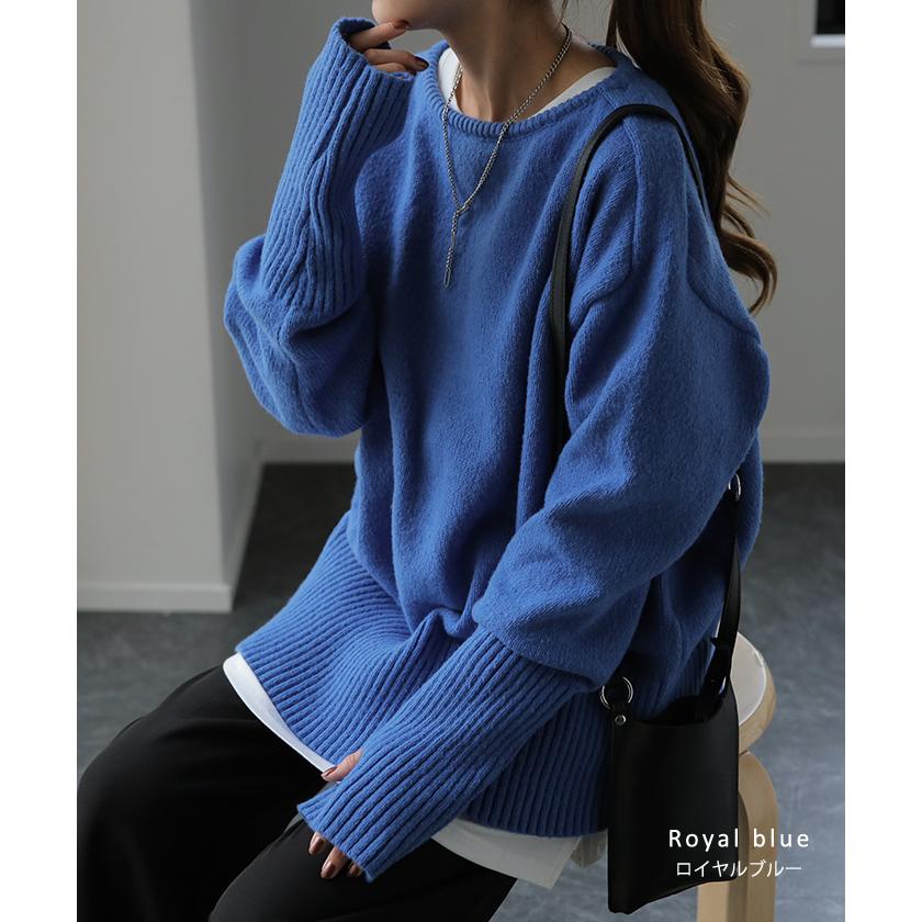 ニット レディース トップス セーター アームウォーマー 指穴 ボートネック 長袖 ゆったり | HUG.U | 20