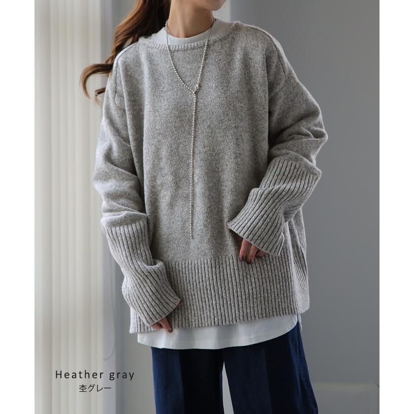 ニット レディース トップス セーター アームウォーマー 指穴 ボートネック 長袖 ゆったり | HUG.U | 24