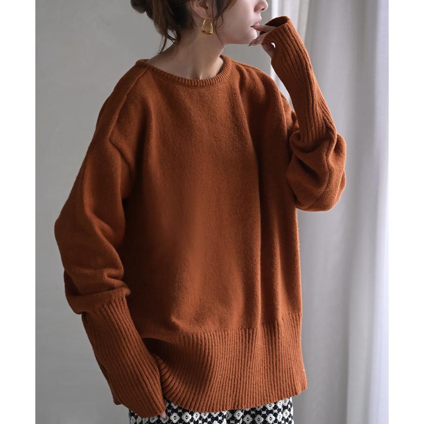 ニット レディース トップス セーター アームウォーマー 指穴 ボートネック 長袖 ゆったり | HUG.U | 11