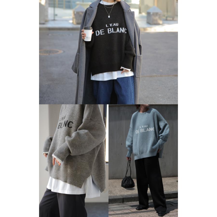 ニット レディース トップス セーター ロゴ ロゴニット クルーネック プルオーバー 長袖 ジャガード | HUG.U | 16