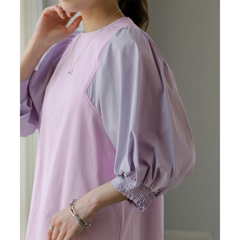 Tシャツ レディース トップス パフスリーブ 半袖 バルーン ぽわん袖 きれいめ ブラウス 二の腕カバー | HUG.U | 14