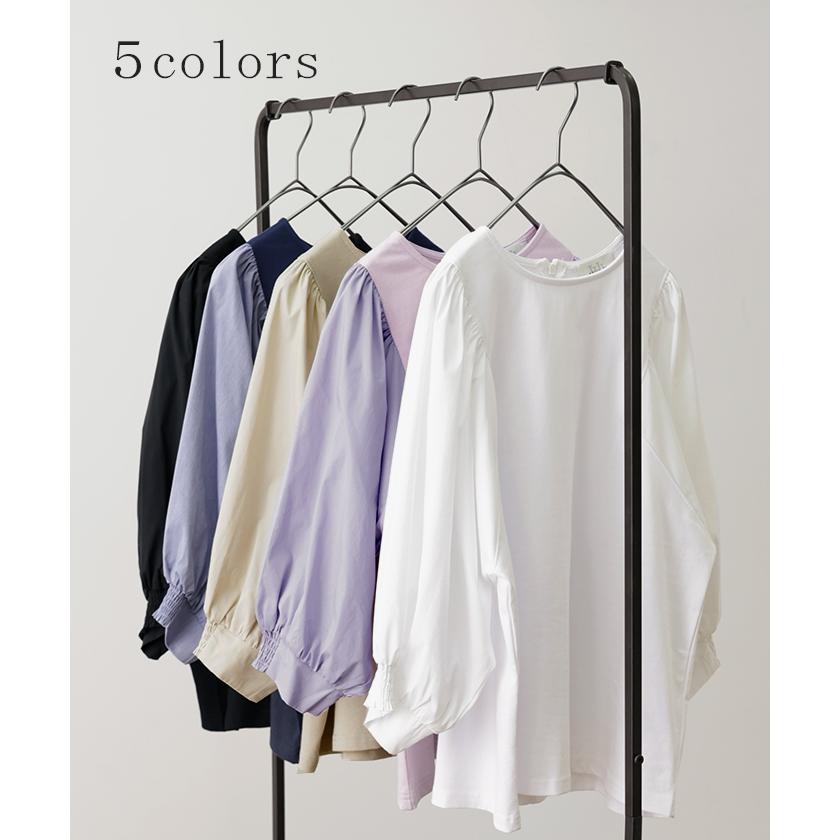 Tシャツ レディース トップス パフスリーブ 半袖 バルーン ぽわん袖 きれいめ ブラウス 二の腕カバー | HUG.U | 16