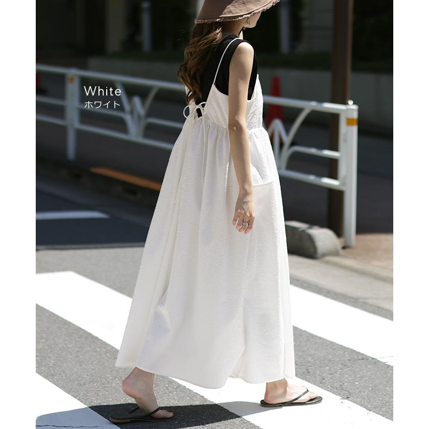 ワンピース レディース ジャガード キャミワンピース キャミワンピ ロング きれいめ Aライン レイヤード | HUG.U | 15