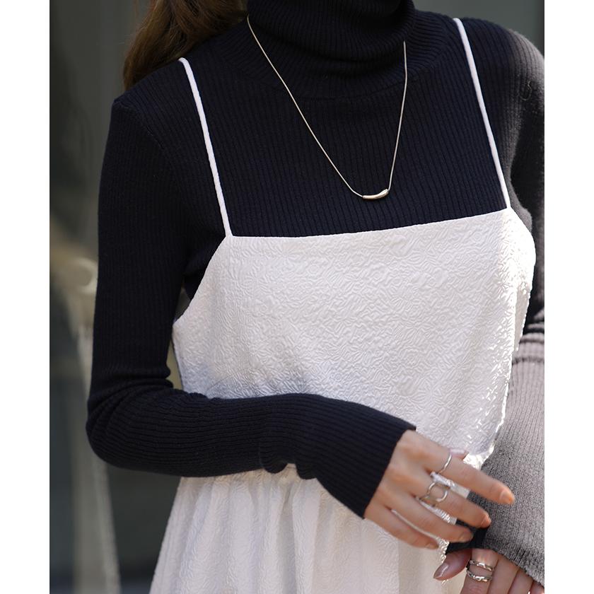 ワンピース レディース ジャガード キャミワンピース キャミワンピ ロング きれいめ Aライン レイヤード | HUG.U | 19