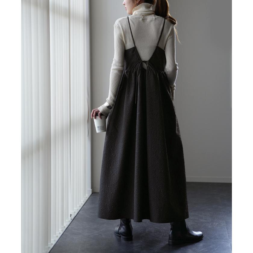 ワンピース レディース ジャガード キャミワンピース キャミワンピ ロング きれいめ Aライン レイヤード | HUG.U | 20