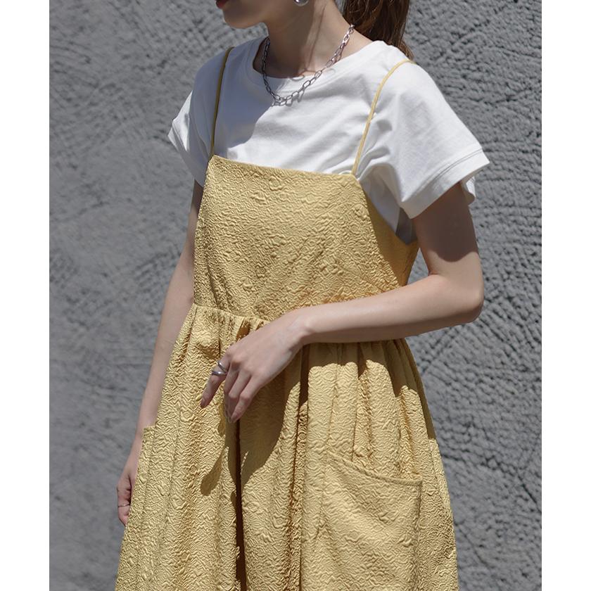 ワンピース レディース ジャガード キャミワンピース キャミワンピ ロング きれいめ Aライン レイヤード | HUG.U | 20