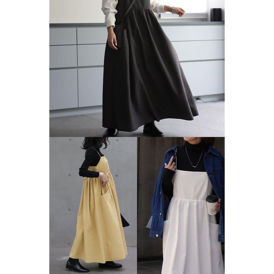 ワンピース レディース ジャガード キャミワンピース キャミワンピ ロング きれいめ Aライン レイヤード | HUG.U | 22