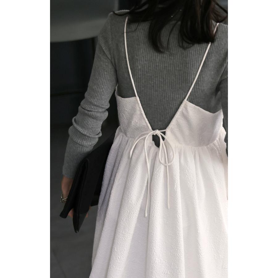 ワンピース レディース ジャガード キャミワンピース キャミワンピ ロング きれいめ Aライン レイヤード | HUG.U | 05