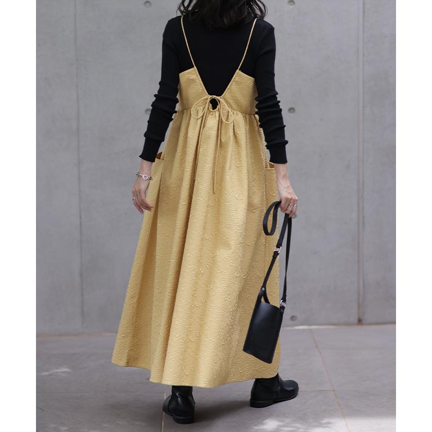 ワンピース レディース ジャガード キャミワンピース キャミワンピ ロング きれいめ Aライン レイヤード | HUG.U | 07