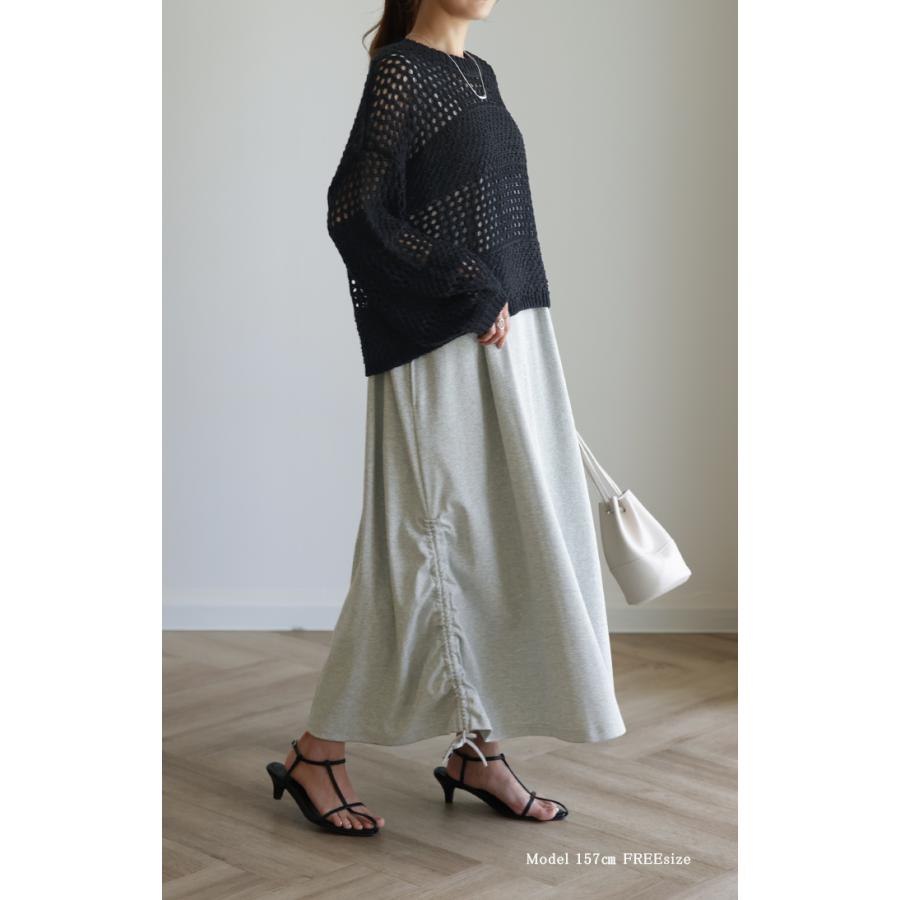 ワンピース レディース サマーニット 2点セット トップス レイヤード 透かし編み ニット ロング セットアップ ノースリーブ | HUG.U | 05