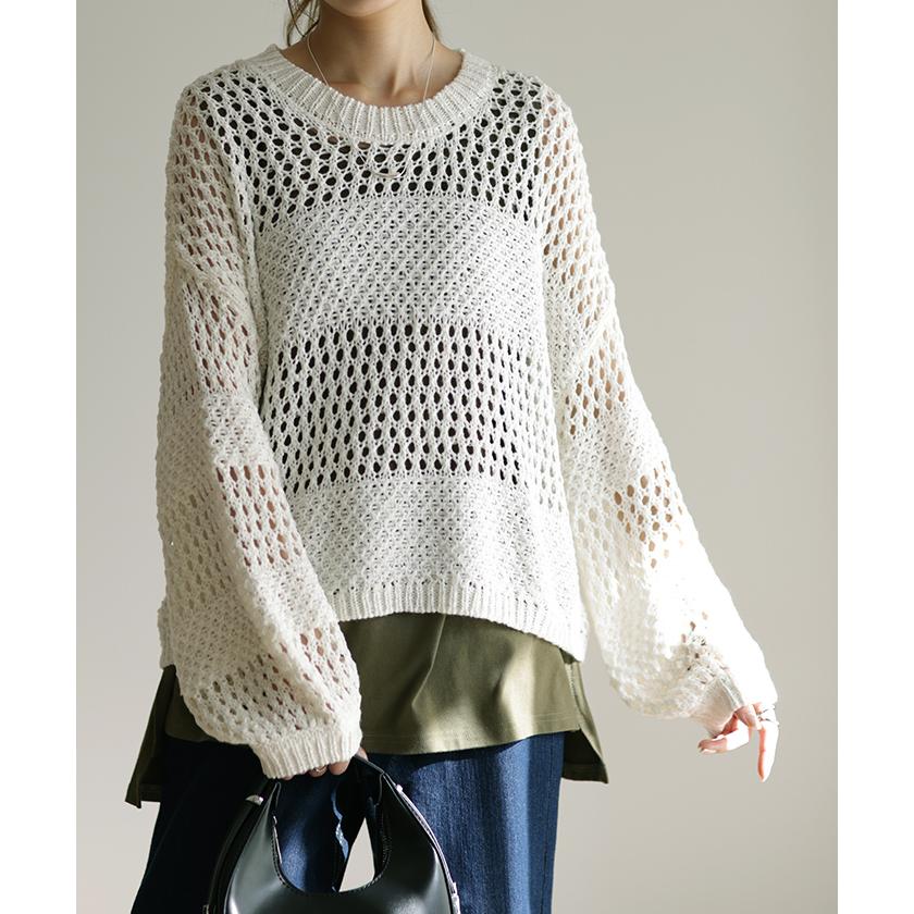 ワンピース レディース サマーニット 2点セット トップス レイヤード 透かし編み ニット ロング セットアップ ノースリーブ | HUG.U | 10