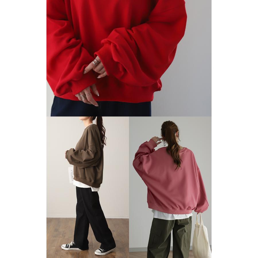 スウェット レディース トップス トレーナー バルーン袖 無地 長袖 オーバーサイズ ぽわん袖 | HUG.U | 19