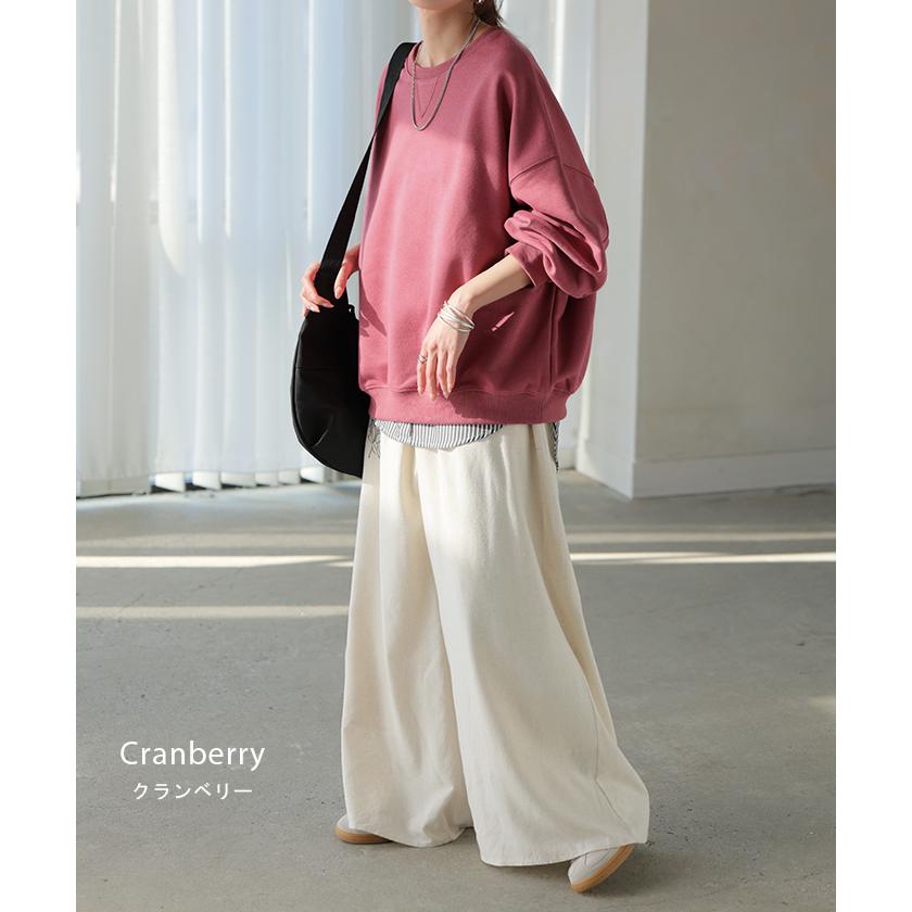 スウェット レディース トップス トレーナー バルーン袖 無地 長袖 オーバーサイズ ぽわん袖 | HUG.U | 22