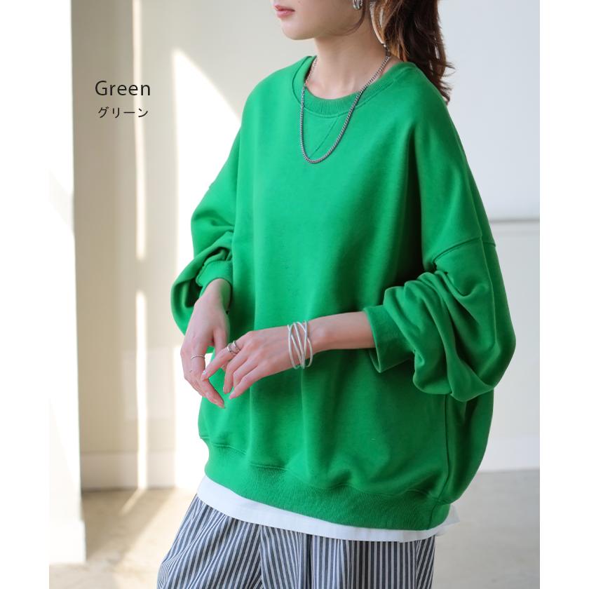 スウェット レディース トップス トレーナー バルーン袖 無地 長袖 オーバーサイズ ぽわん袖 | HUG.U | 25