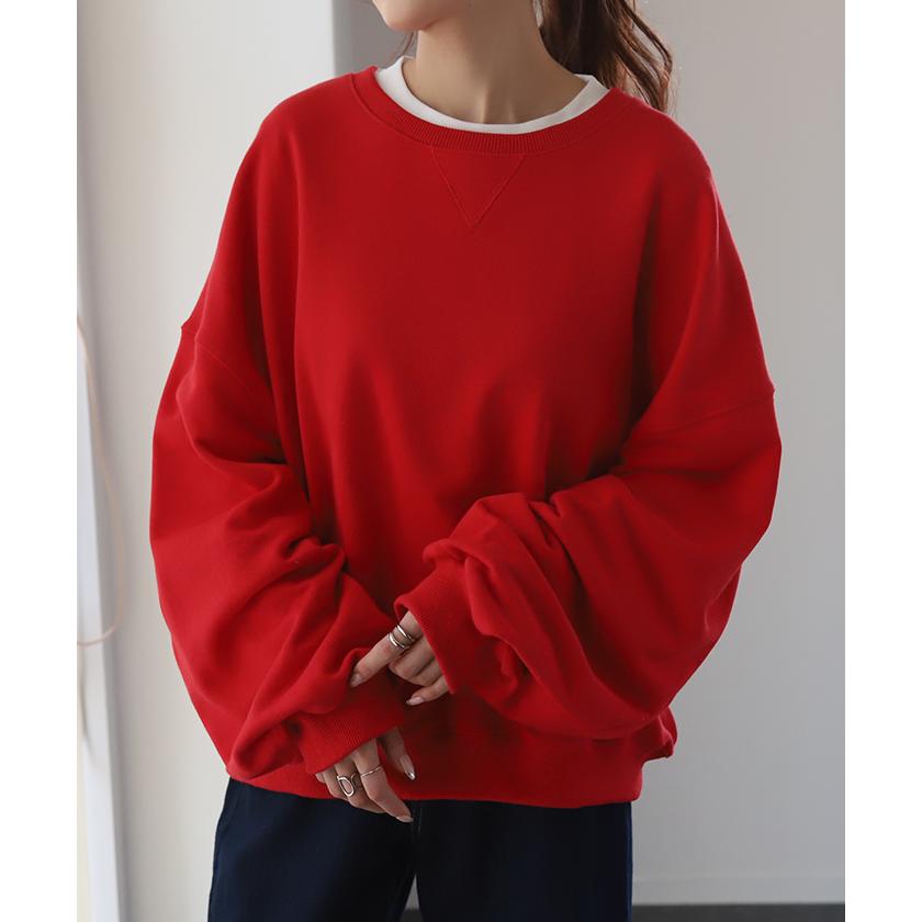 スウェット レディース トップス トレーナー バルーン袖 無地 長袖 オーバーサイズ ぽわん袖 | HUG.U | 14