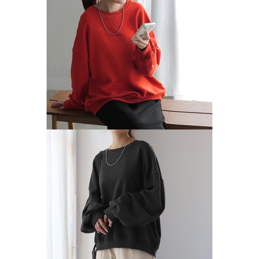 スウェット レディース トップス トレーナー バルーン袖 無地 長袖 オーバーサイズ ぽわん袖 | HUG.U | 16