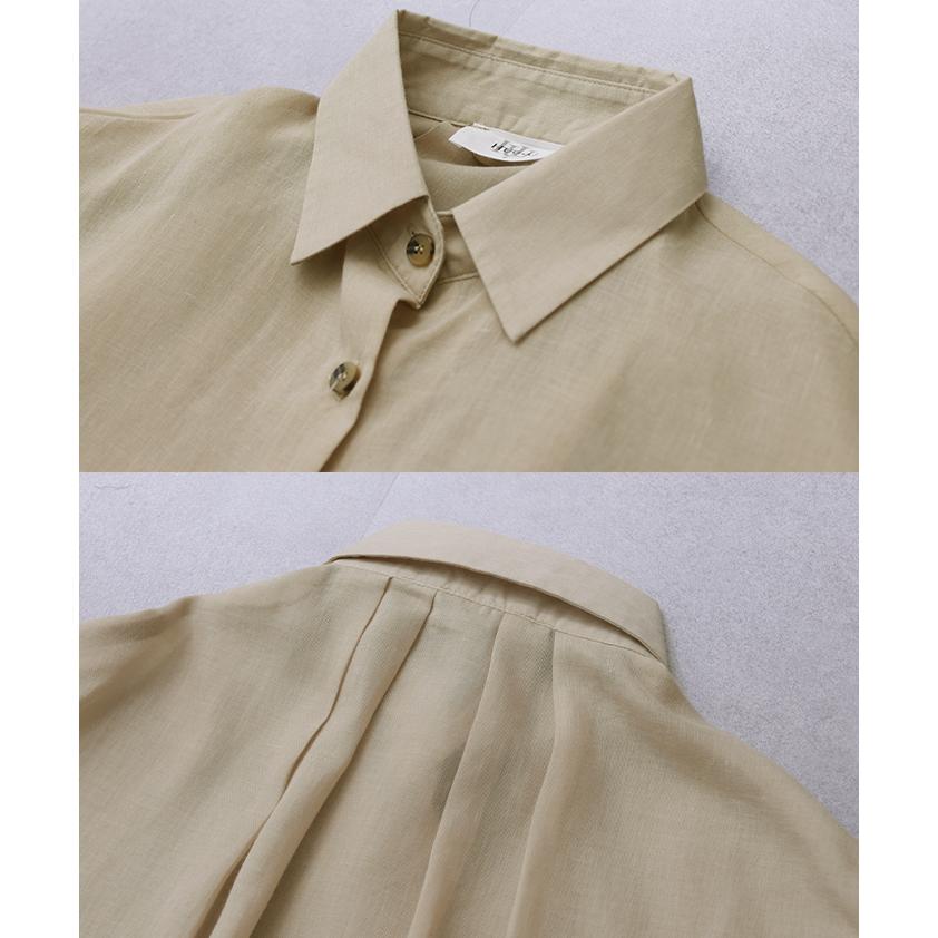 シャツ レディース シアーシャツ シアー チュニック ブラウス 長袖 薄手 羽織 透け オーバーサイズ 冷房対策 ゆったり | HUG.U | 14