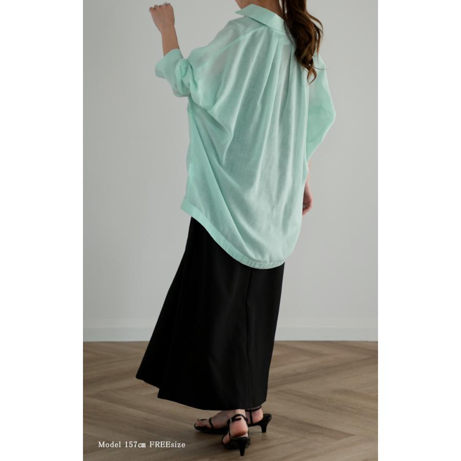 シャツ レディース シアーシャツ シアー チュニック ブラウス 長袖 薄手 羽織 透け オーバーサイズ 冷房対策 ゆったり | HUG.U | 06