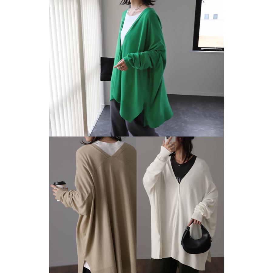 カーディガン レディース トップス 薄手 ニット 長袖 ゆったり 体型カバー 羽織 オーバーサイズ | HUG.U | 18