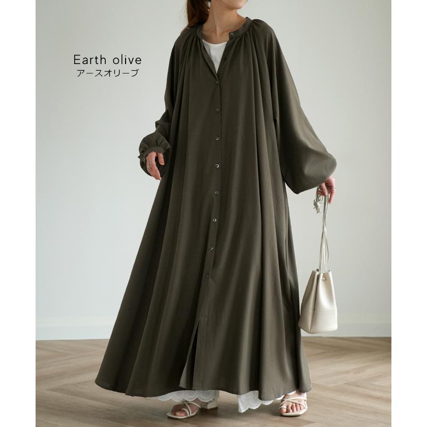 ワンピース レディース ロング シャツワンピース シャツワンピ ナチュラル シャツ ロングシャツ 長袖 マキシ 体型カバー 羽織 | HUG.U | 18