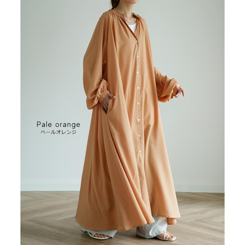 ワンピース レディース ロング シャツワンピース シャツワンピ ナチュラル シャツ ロングシャツ 長袖 マキシ 体型カバー 羽織 | HUG.U | 23