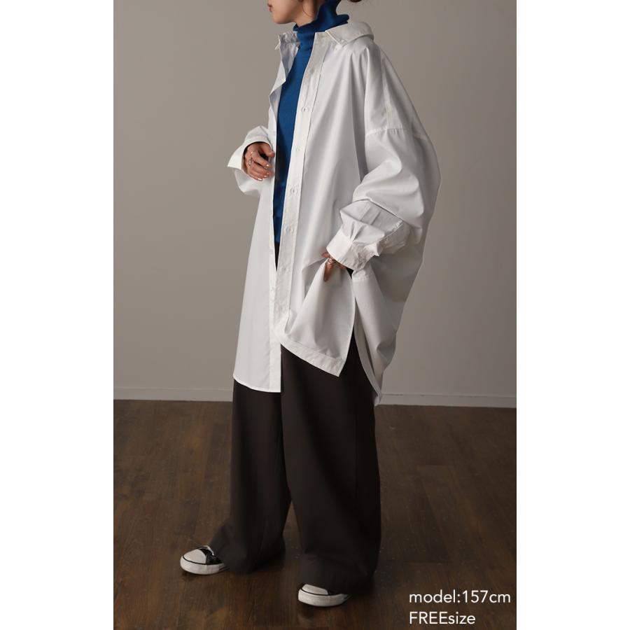 シャツ レディース トップス オーバーサイズ チュニック 長袖 カラーシャツ 彼シャツ 羽織 お尻が隠れる ロング | HUG.U | 17