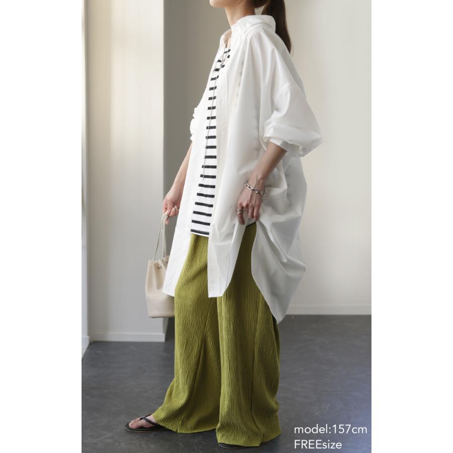シャツ レディース トップス オーバーサイズ チュニック 長袖 カラーシャツ 彼シャツ 羽織 お尻が隠れる ロング | HUG.U | 17