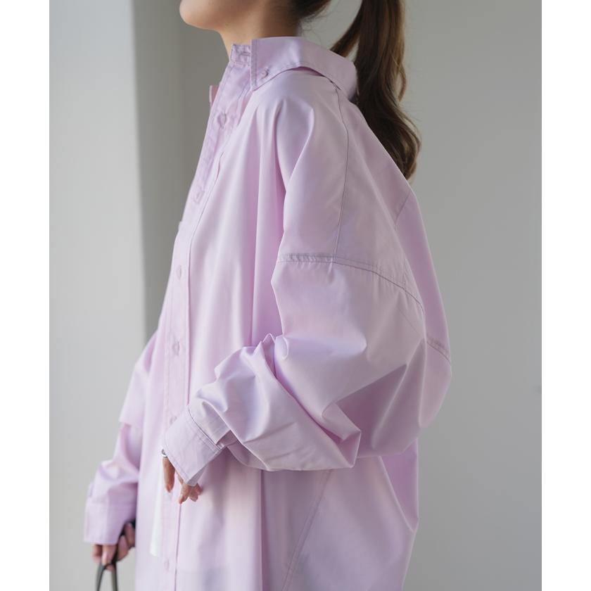 シャツ レディース トップス オーバーサイズ チュニック 長袖 カラーシャツ 彼シャツ 羽織 お尻が隠れる ロング | HUG.U | 20