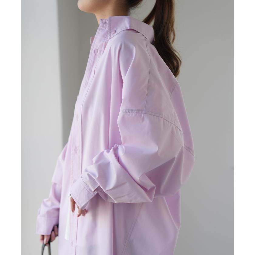 シャツ レディース トップス オーバーサイズ チュニック 長袖 カラーシャツ 彼シャツ 羽織 お尻が隠れる ロング | HUG.U | 20