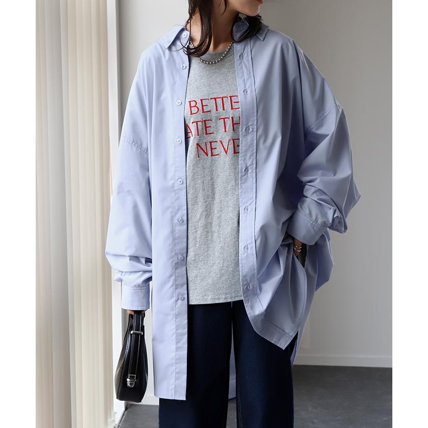 シャツ レディース トップス オーバーサイズ チュニック 長袖 カラーシャツ 彼シャツ 羽織 お尻が隠れる ロング | HUG.U | 07