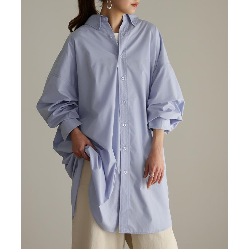 シャツ レディース トップス オーバーサイズ チュニック 長袖 カラーシャツ 彼シャツ 羽織 お尻が隠れる ロング | HUG.U | 07