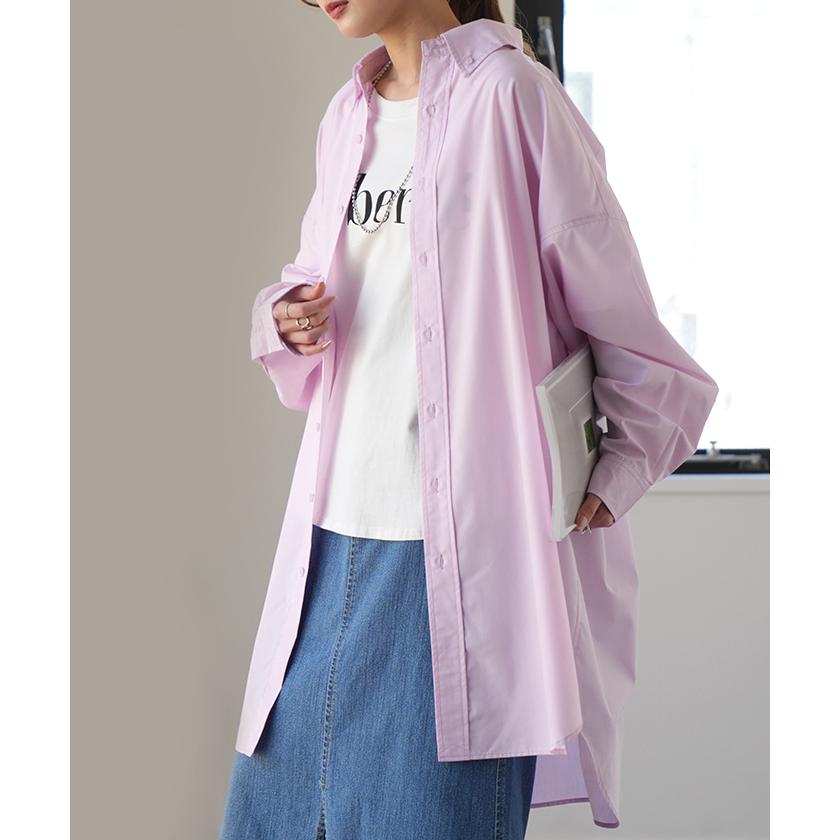 シャツ レディース トップス オーバーサイズ チュニック 長袖 カラーシャツ 彼シャツ 羽織 お尻が隠れる ロング | HUG.U | 09