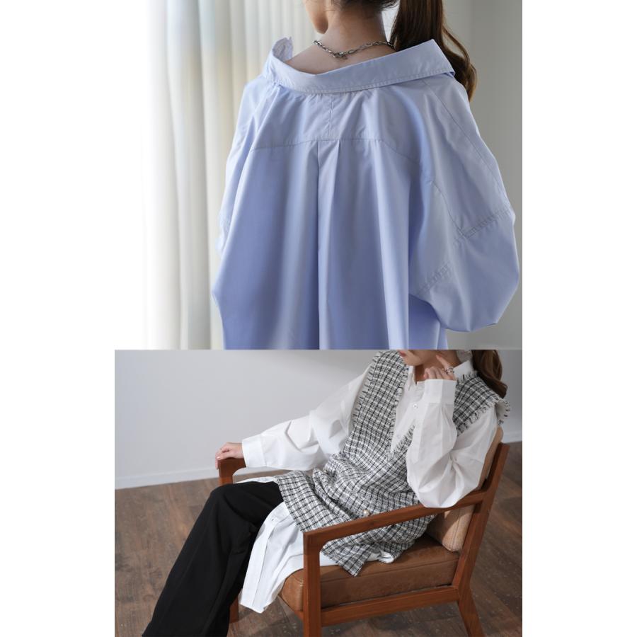 シャツ レディース トップス オーバーサイズ チュニック 長袖 カラーシャツ 彼シャツ 羽織 お尻が隠れる ロング | HUG.U | 11